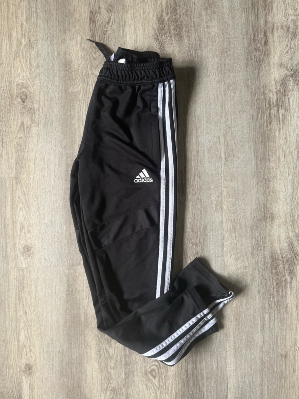 adidas Kids Sz 9/10 Black Track Pants with Iconic White Stripes Activewear